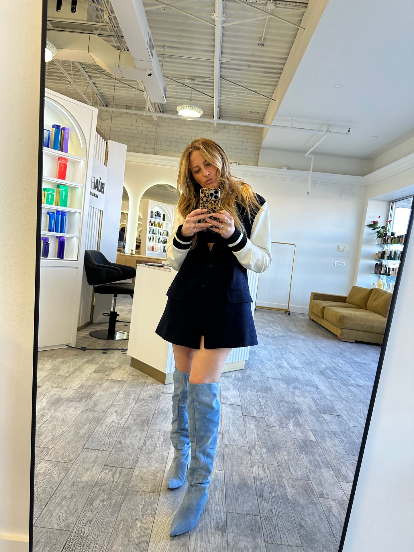 Blue Denim Wash Over the Knee Boots