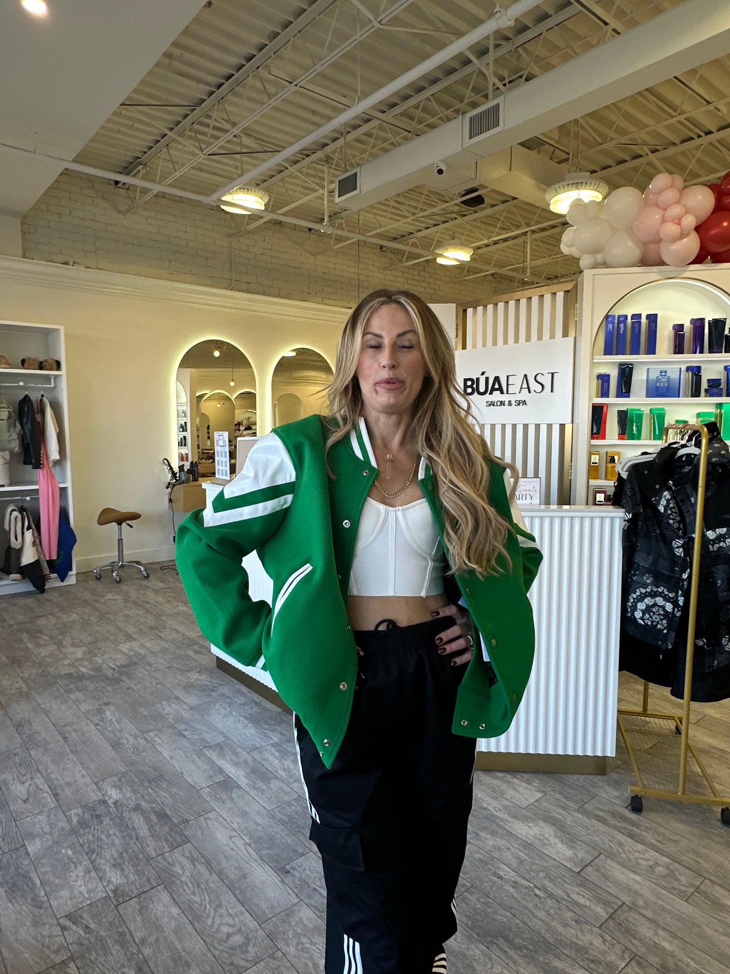 Green Bomber Letter Jacket