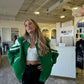 Green Bomber Letter Jacket