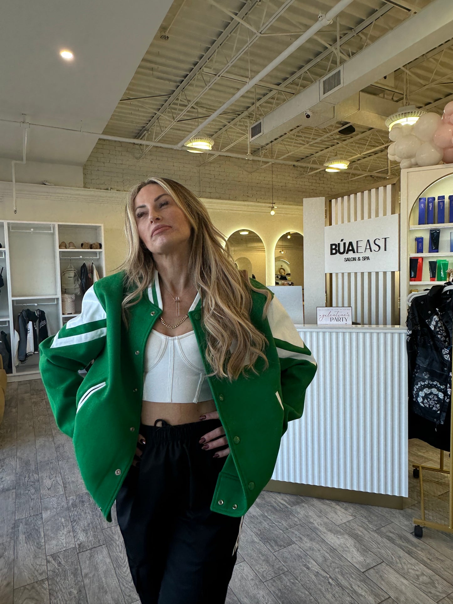 Green Bomber Letter Jacket