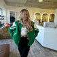 Green Bomber Letter Jacket