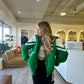 Green Bomber Letter Jacket