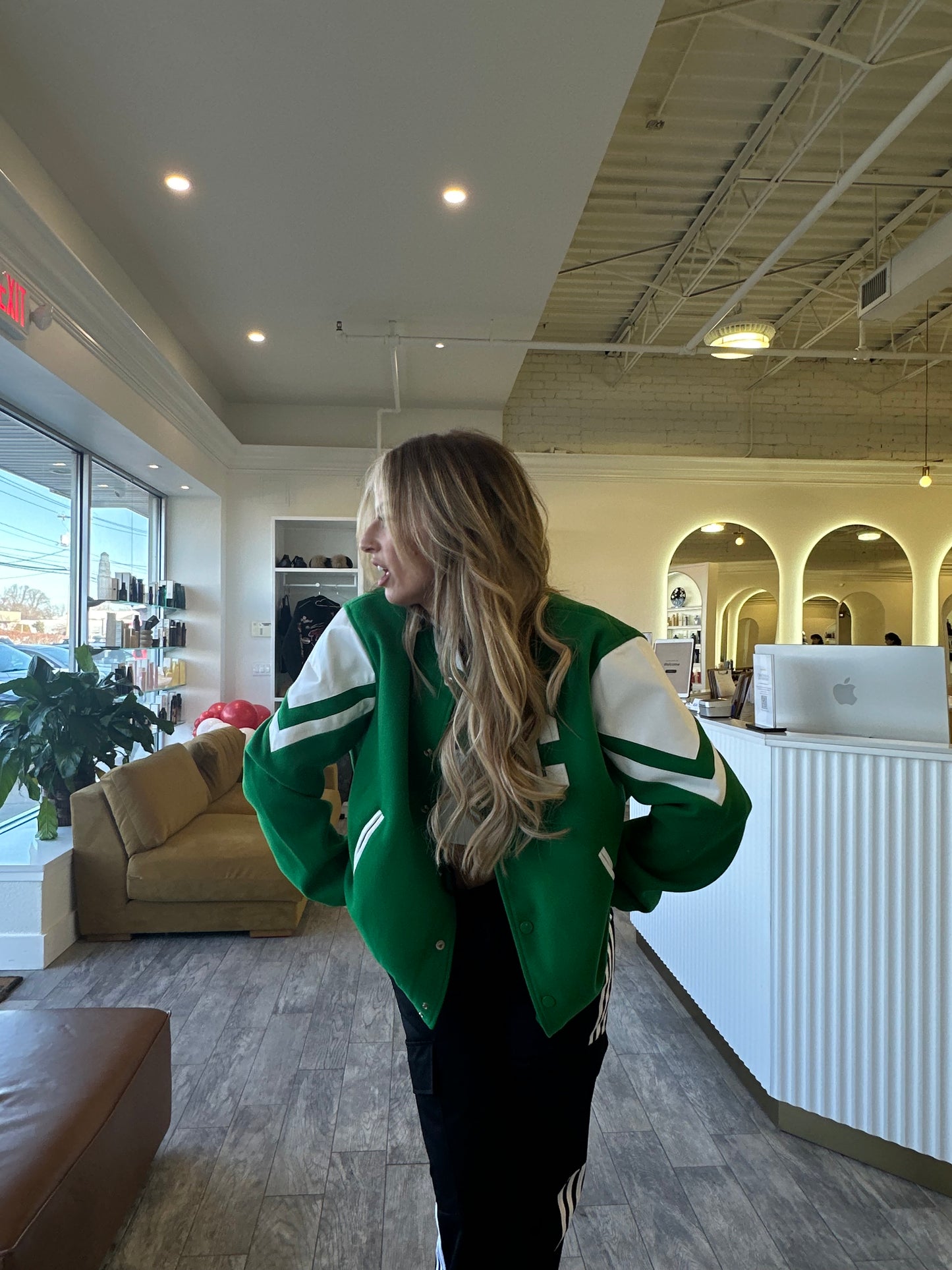 Green Bomber Letter Jacket