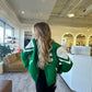 Green Bomber Letter Jacket