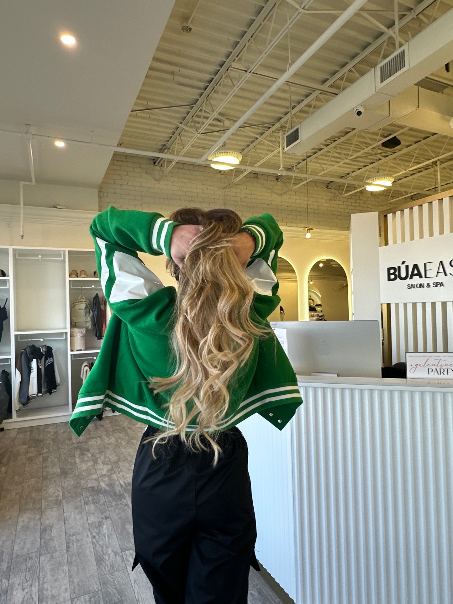 Green Bomber Letter Jacket