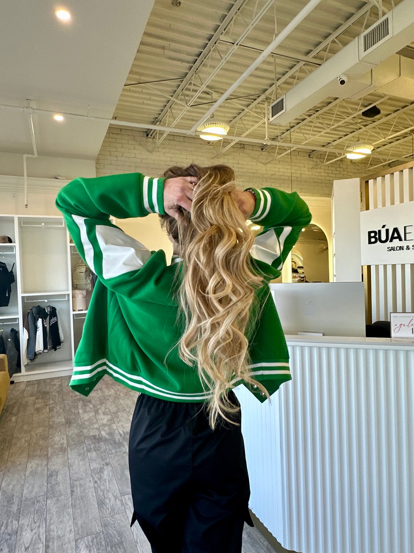 Green Bomber Letter Jacket