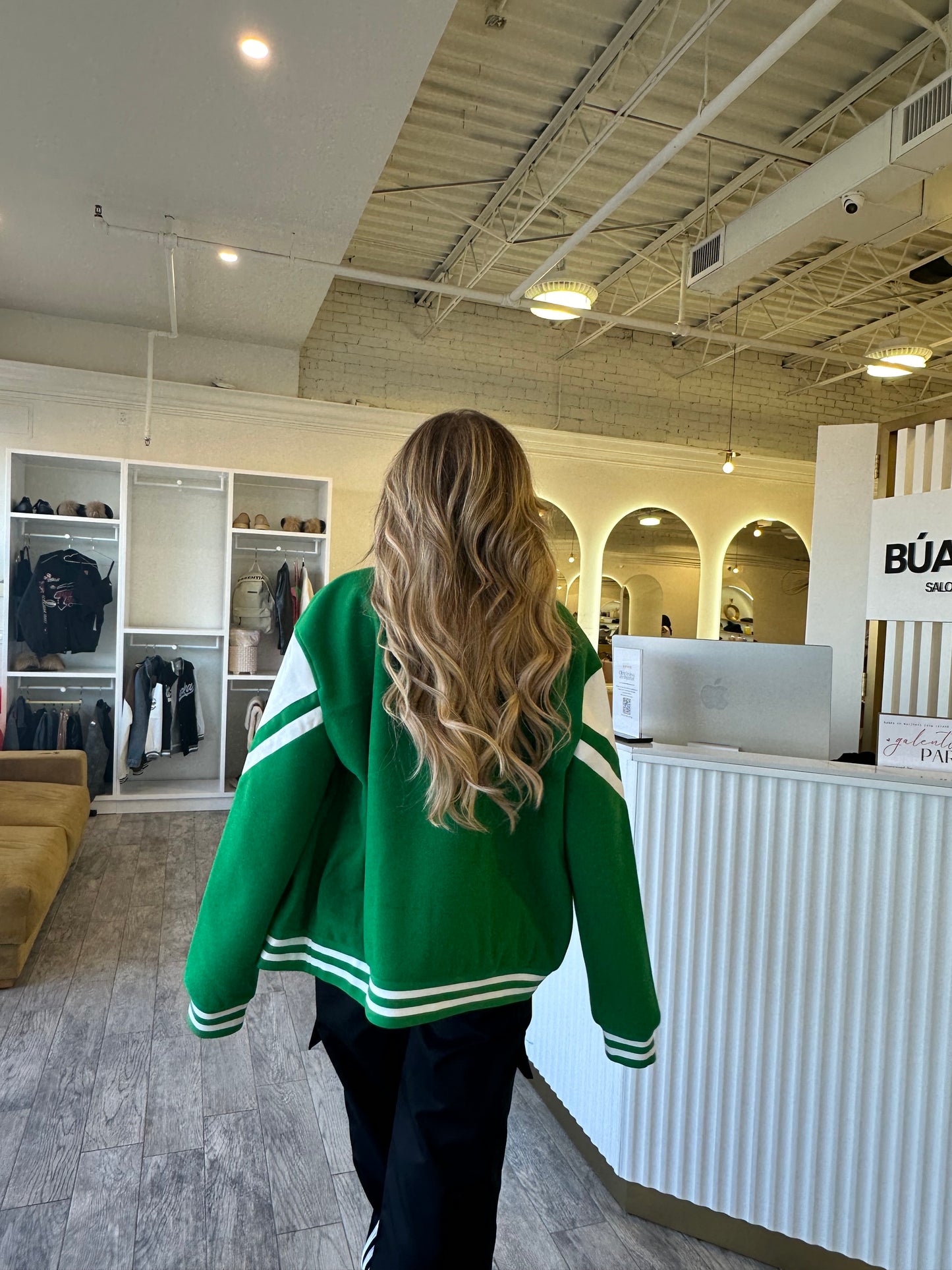 Green Bomber Letter Jacket