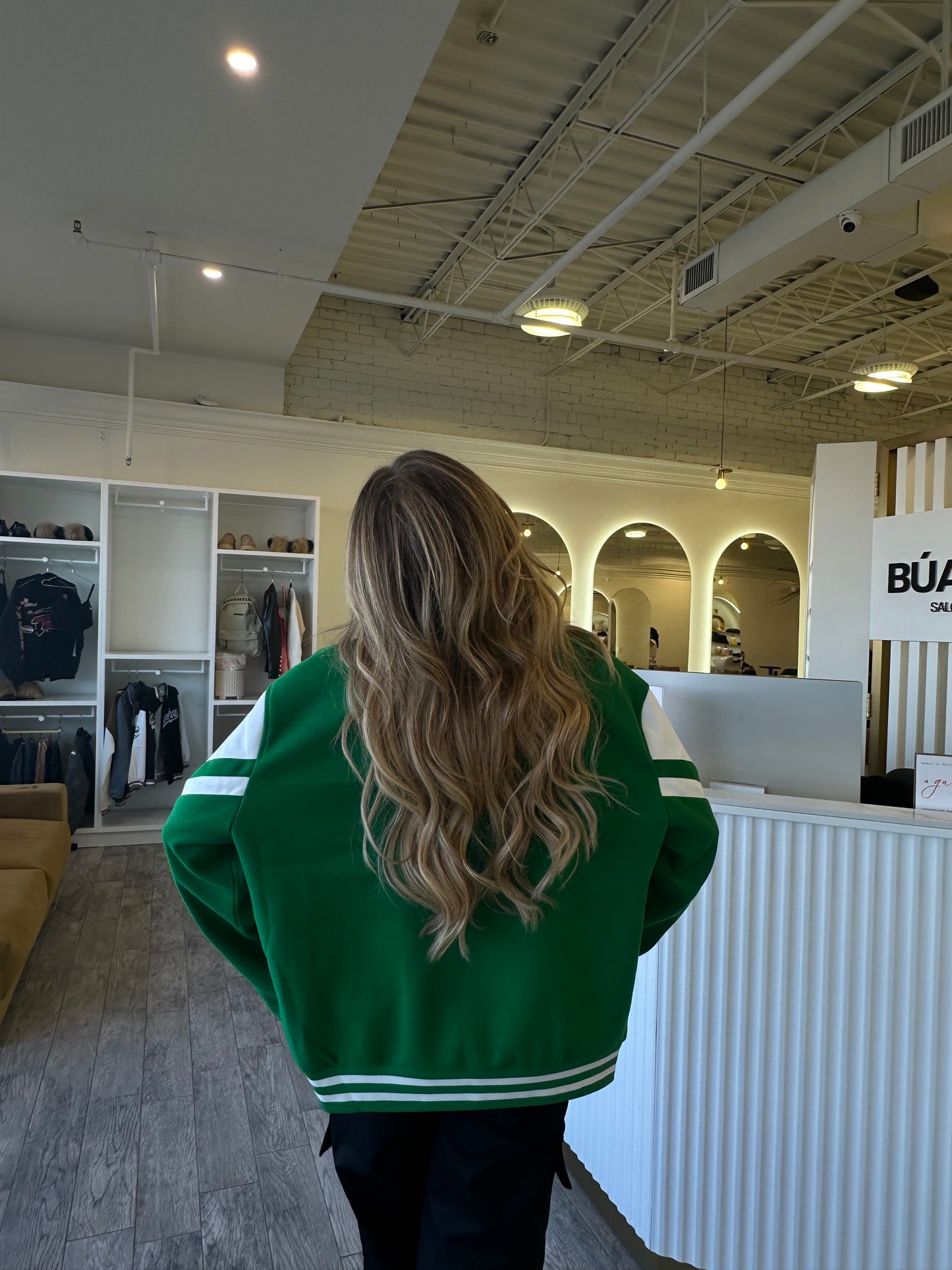 Green Bomber Letter Jacket