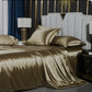 Silk Bedding Set with Duvet Cover Fitted/Flat Bed Sheet Pillowcase Luxury Satin Bedsheet