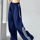 Striped Baggy Wide Leg Cargo Pants