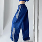 Striped Baggy Wide Leg Drawstring Cargo Pants