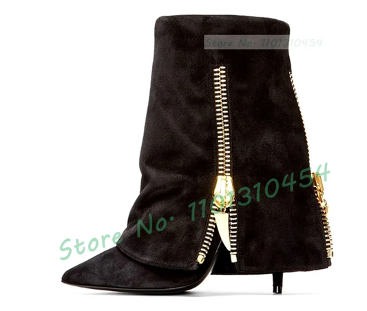 Pointy Toe Fold Over Booties