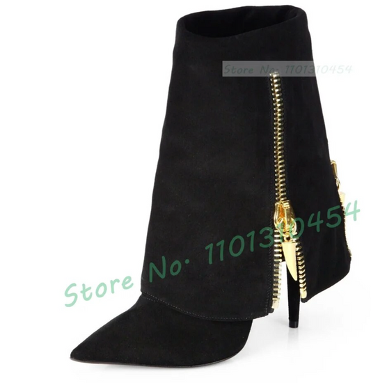 Pointy Toe Fold Over Booties