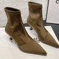 Satin Pointed Toe Short Boots