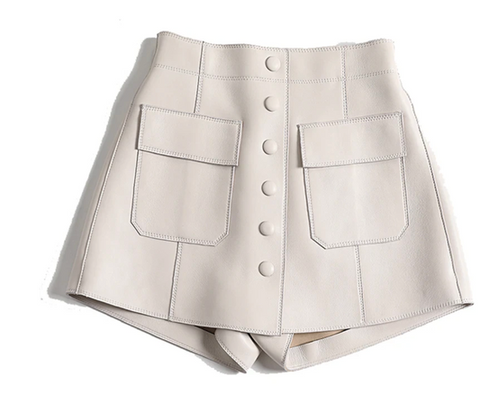 Leather High Waist Pocket Skirt/Shorts