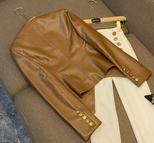 Retro Style Solid Coat Slim Fit Blazer