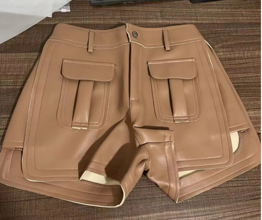 Leather Cargo Shorts