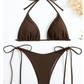 Solid Push Up Side Tie Bikini