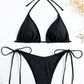 Solid Push Up Side Tie Bikini