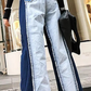 Super High Waist Patchwork Denim Trousers