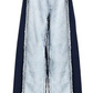 Super High Waist Patchwork Denim Trousers