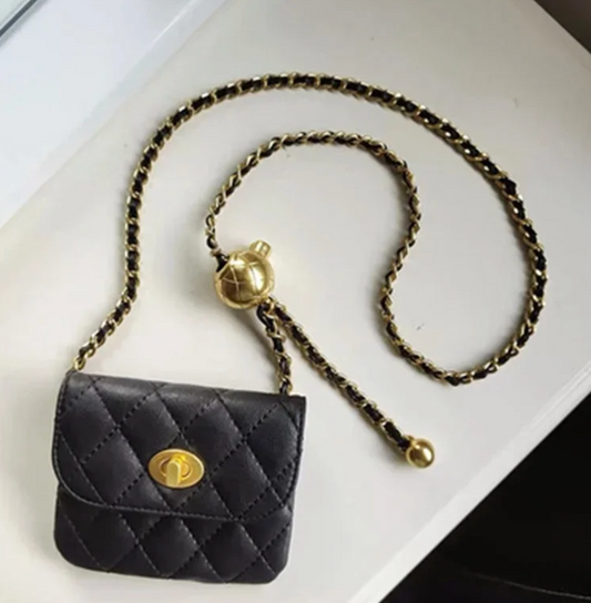 Leather Banana Mini Chain Bag