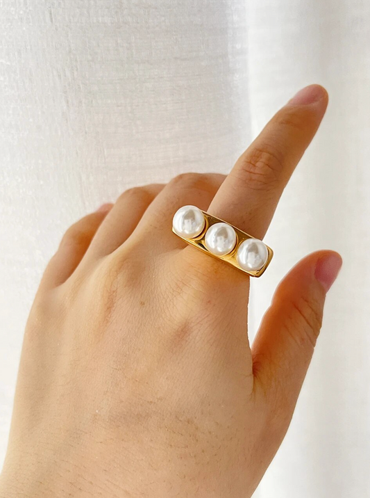 Triple Large Pearl Ring