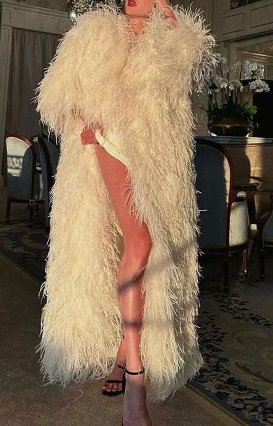 Solid Long Thicken Fur Coat