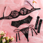 Women's 3-Piece Embroidery Lingerie Set