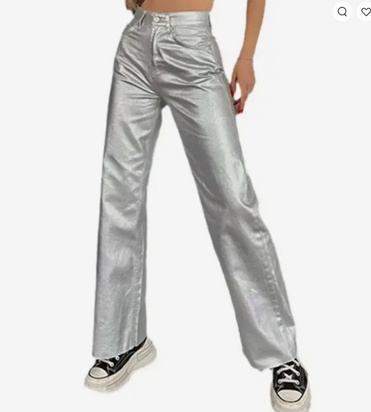 Womens Silver Highwaist Pants