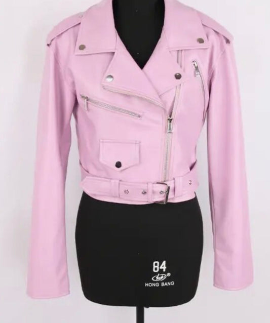 Women's Belted Leather Jacket